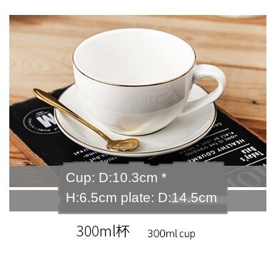 Sjov glødende europæisk hvid luksus porcelæn kop og underkop keramik simpel te sæt moderne kaffekopper tazas para cafe køkken: 300ml