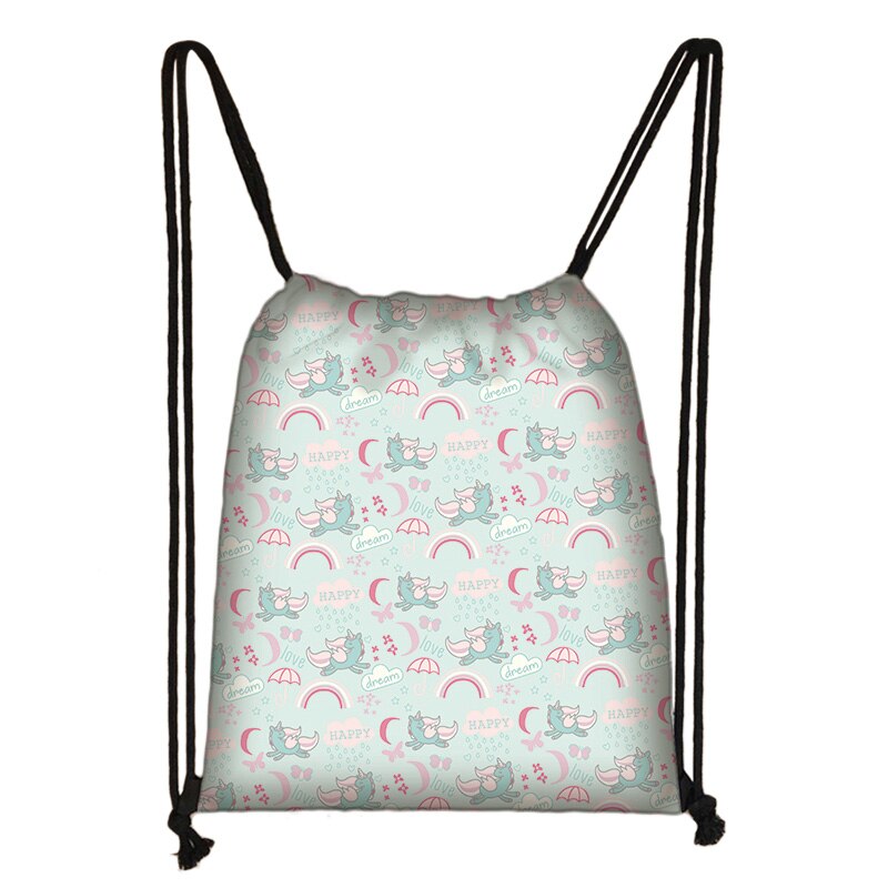 Unicorn Print Drawstring Bag Women Travel Bag Teenager School Bag Brown Girl And Boy Backpack Female Storage Bags To521: skdafr02