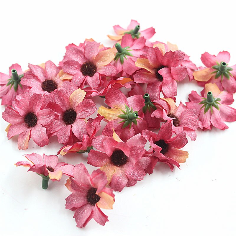 50 kpl/erä 4cm tekokukka päivänkakkarapäätä minisilkkikukkia teeseppeleeseen scrapbooking hääpuutarhan koristelu: 7 / 50 kpl