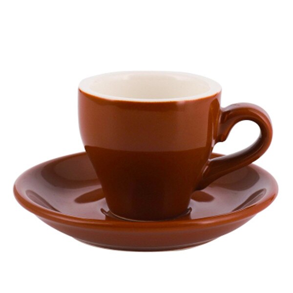 80 Ml Espresso Koffie Mok Set Gekleurde Glazuur Keramische Kopje Koffie En Schotel Huis Keuken Accessoires Drinkware Kahve Fincan Takimlari: Brown