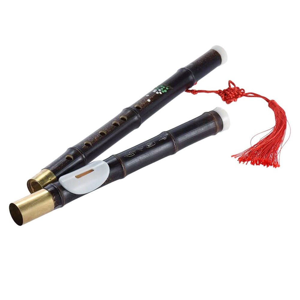 Detachable Natural Black Bamboo Bawu Flute Tube Chinese Ethnic Wind Instrument for Beginners Music Lovers GTune