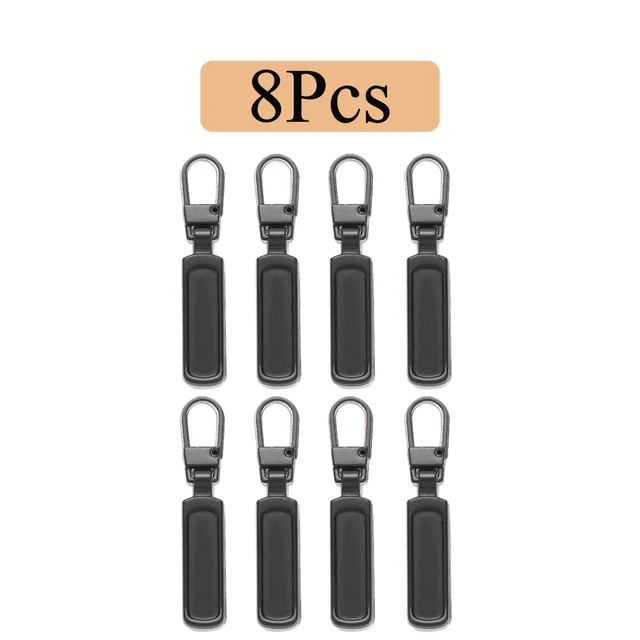 4/8 Uds. Tiradores de cremallera de Metal desmontables, bloqueo de varilla de repuesto, kit de reparación de cabeza de cremallera de metal para equipaje, bolsa de costura DIY, chaqueta de plumón: Níquel negro