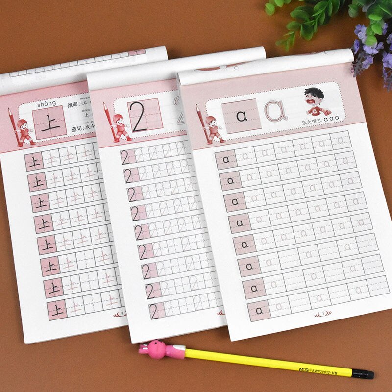 4 Preschool Exercise Books for Children Learning Chinese Pinyin Mathematics Copybook For Calligraphy Practice for beginners