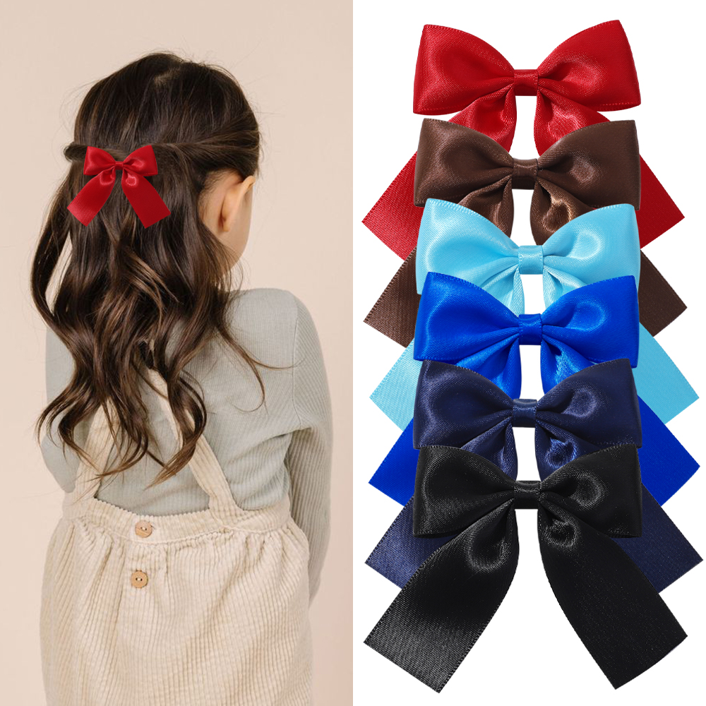 Pinzas para el pelo con lazo para niña, 2 piezas, lazos de cinta de Color sólido, horquillas, accesorios para el cabello de Boutique para niños,