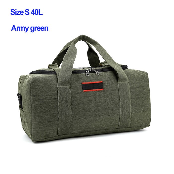 Mannen 70L Of 40L Grote Capaciteit Canvas Tas Klassieke Bagage Tas Verdikking Stevige Handtas Zwart Bruin Army Green 3 Kleuren: Army green size S