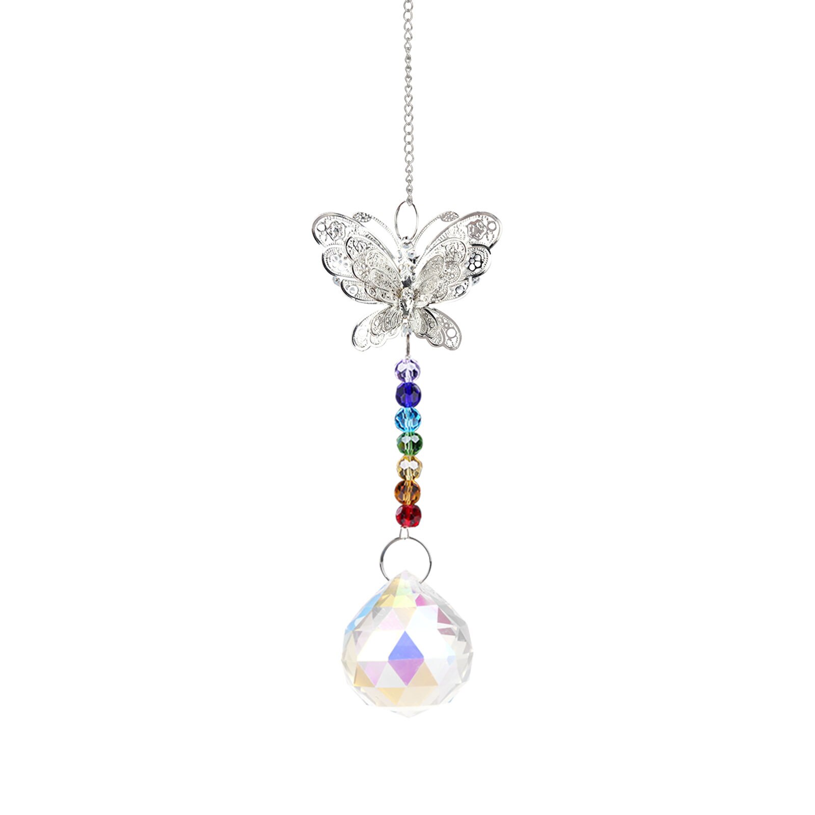 Adornos de cristal de mariposa, carrillón de viento colgante para ventana, lámparas de araña, cortina de luz, prismas, decoración colgante: 3