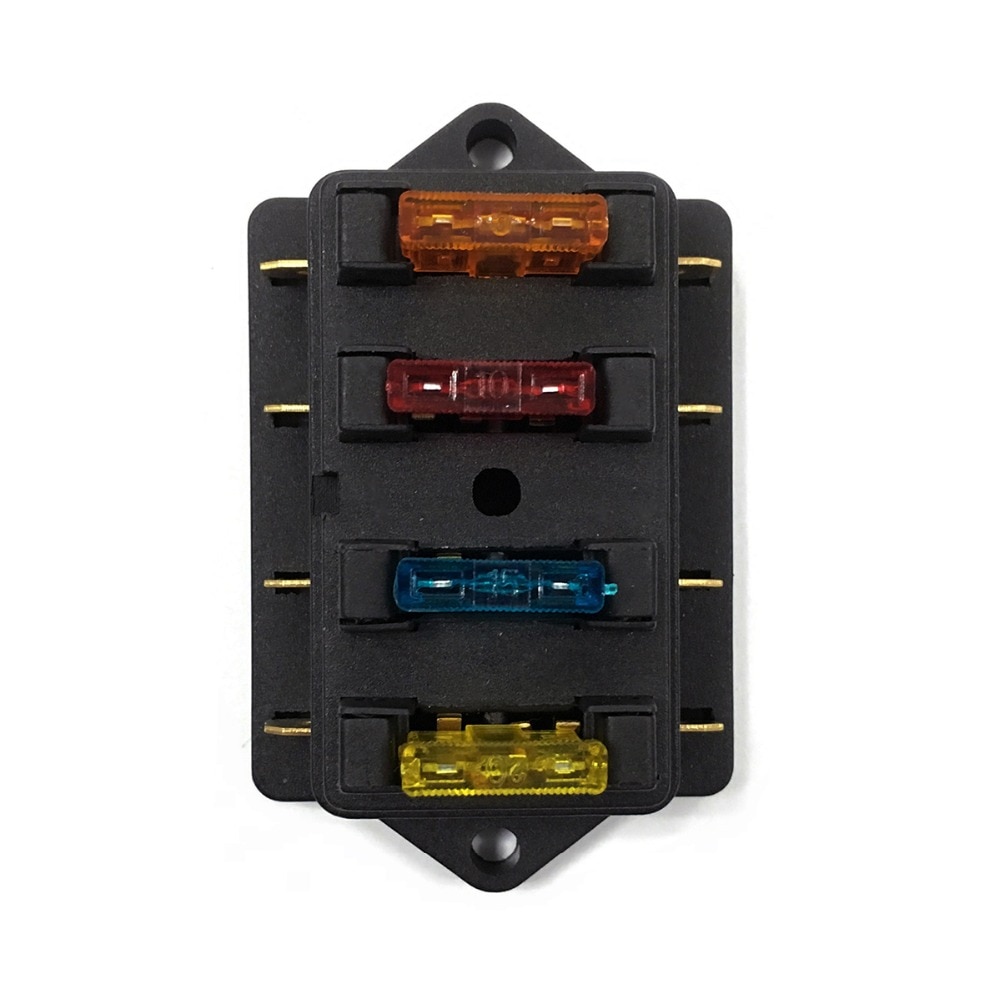 Fuse Holder Box 4Way Car Vehicle Circuit Automotive Blade Fuse Box With 5A 10A 15A 20A Fuse for Auto Car Boat Marine Trike