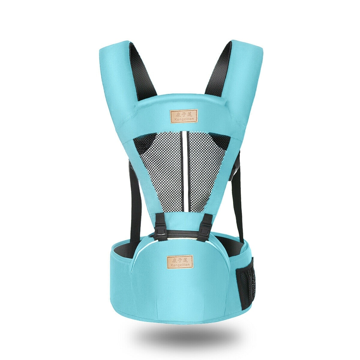 I aktiesolid, åndbar og ergonomisk nyfødt bæresele, justerbar, med brystbælte, kænguru-rygsæk fra 0 to 4 år: Himmelblå