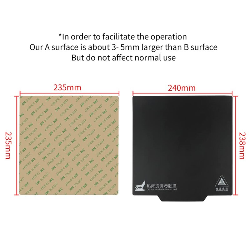 Soft Magnetic Print Bed 3D Printer Build Surface 235x235mm Flexible Removable Heated Bed for FDM 3D Printers Accessories