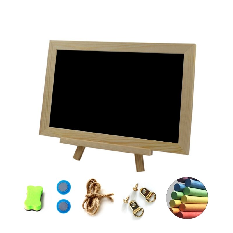 Single Side Mini Wooden Tripod Blackboard Whiteboard Message Sign Note Marker Chalkboard: Black