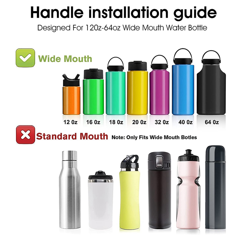 Correa de botella de agua de 3 piezas, mango de Paracord para botellas de boca ancha de Hydro Flask, 12Oz a 64Oz, para senderismo, Camping, caminar, Etc.