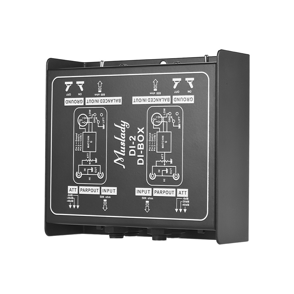 Muslady DI-2 Dual-Channel Passive DI-Box Direct Injection Audio Box Balanced & Unbalance Signal Converter electric