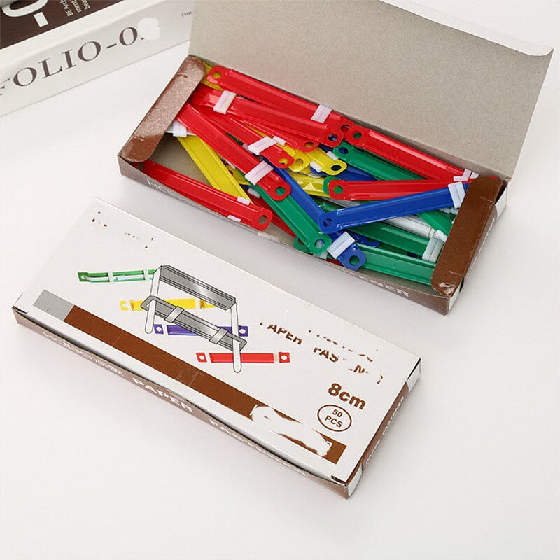 50 sets of plastic color plastic binding clip two-hole binding strip binding button office and learning binding supplies