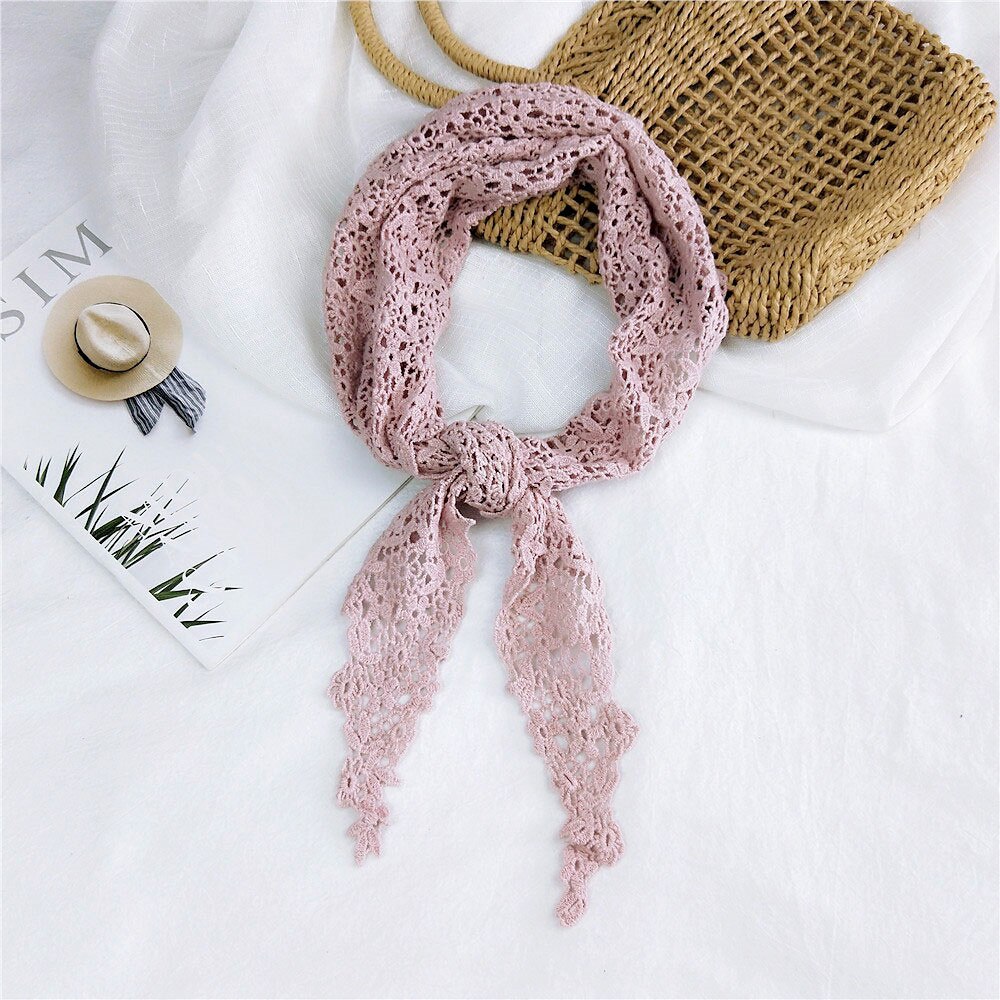 Women Lace Sheer Floral Knit Veil Scarf Hollow Out Crochet Shawl Wraps Tassels Scarves Party Evening Neckerchief A014