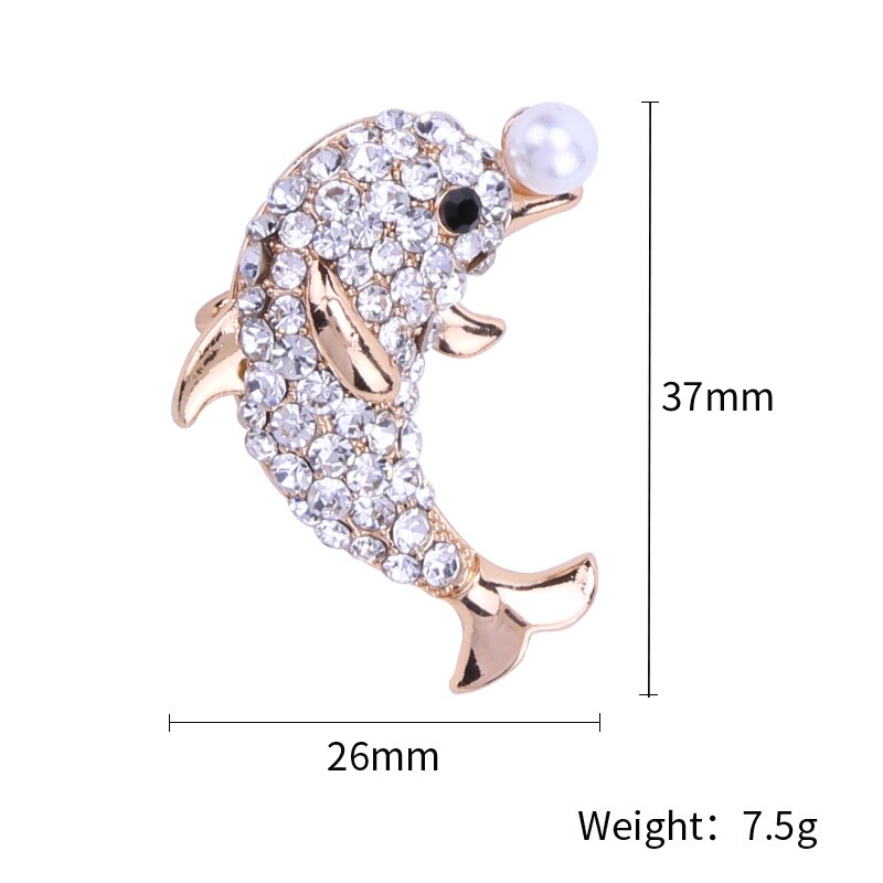 Classique cristal Camel chat chien abeille Animal strass broche broches Antique or métal écharpe épingles bijoux fête vêtements décors: Dolphin 01