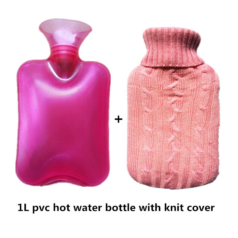 2000ml madecial pvc garrafa de água quente (azul) saco de água quente com capa de malha de china saco de água quente de borracha: 1000ml pink