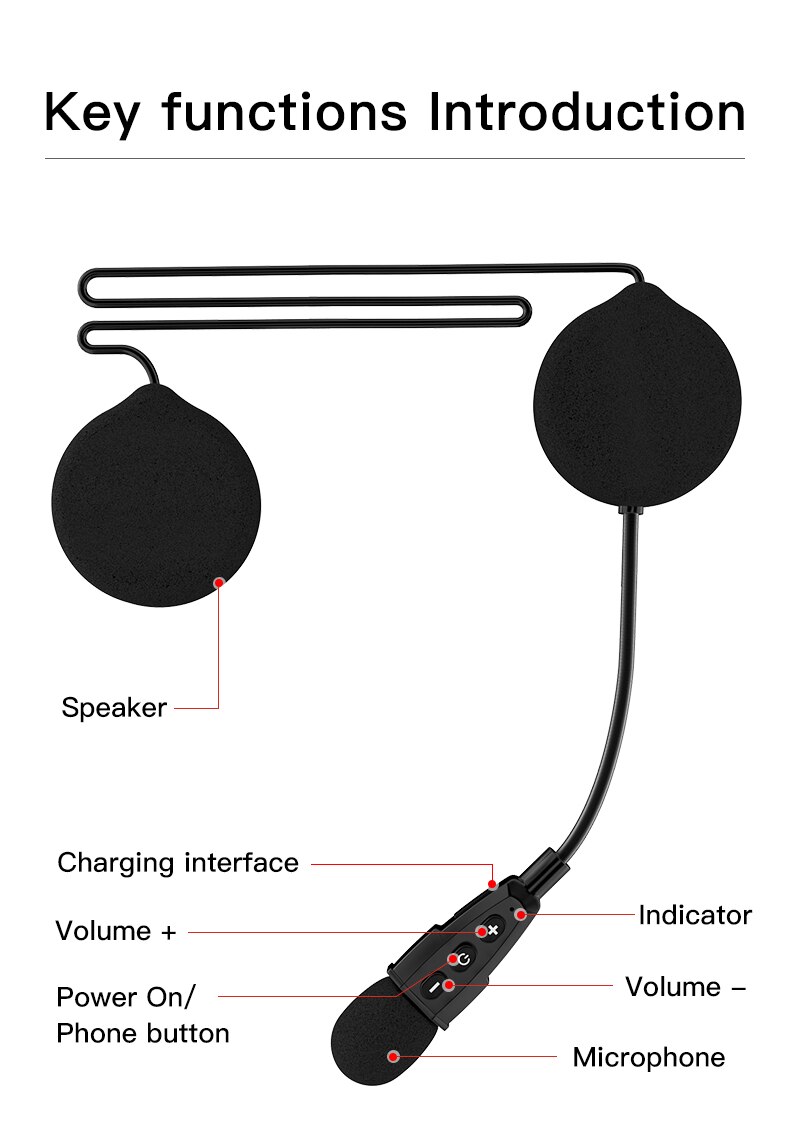 EJEAS-auriculares E1 + para casco de motocicleta, cascos con Bluetooth 5,1, 360mAh, 19 horas de comunicación inalámbrica para esquiar, sin intercomunicador, para 2 conductores