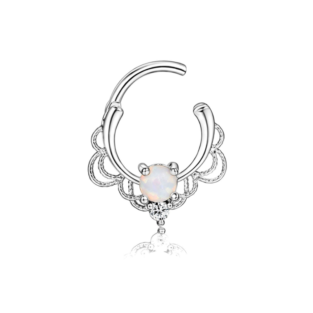 1 Uds. Anillos para tabique, aro para la nariz, herradura, pendientes de cartílago de acero inoxidable, aro, hélice, Tragus, tabique, joyería para Piercing: Bañado en rodio de imitación