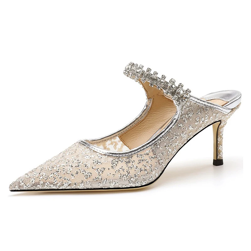 【Médisez la longueur de vos pieds avant de commander】 Cristaux Luxry Femmes Sandales à talons à lanières Chaussures plates à la 77-CHC-33: Beige / 5
