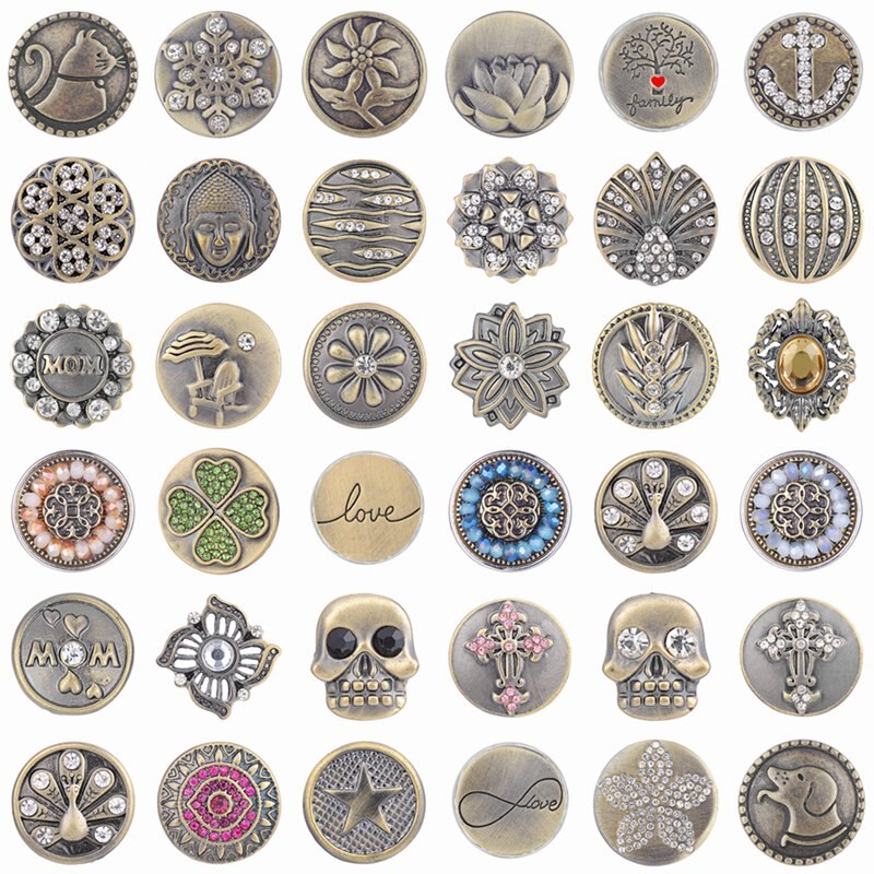 Antique Brass Snap button 18mm Snap Charms fit Ginger Snaps jewelry Vn-1988