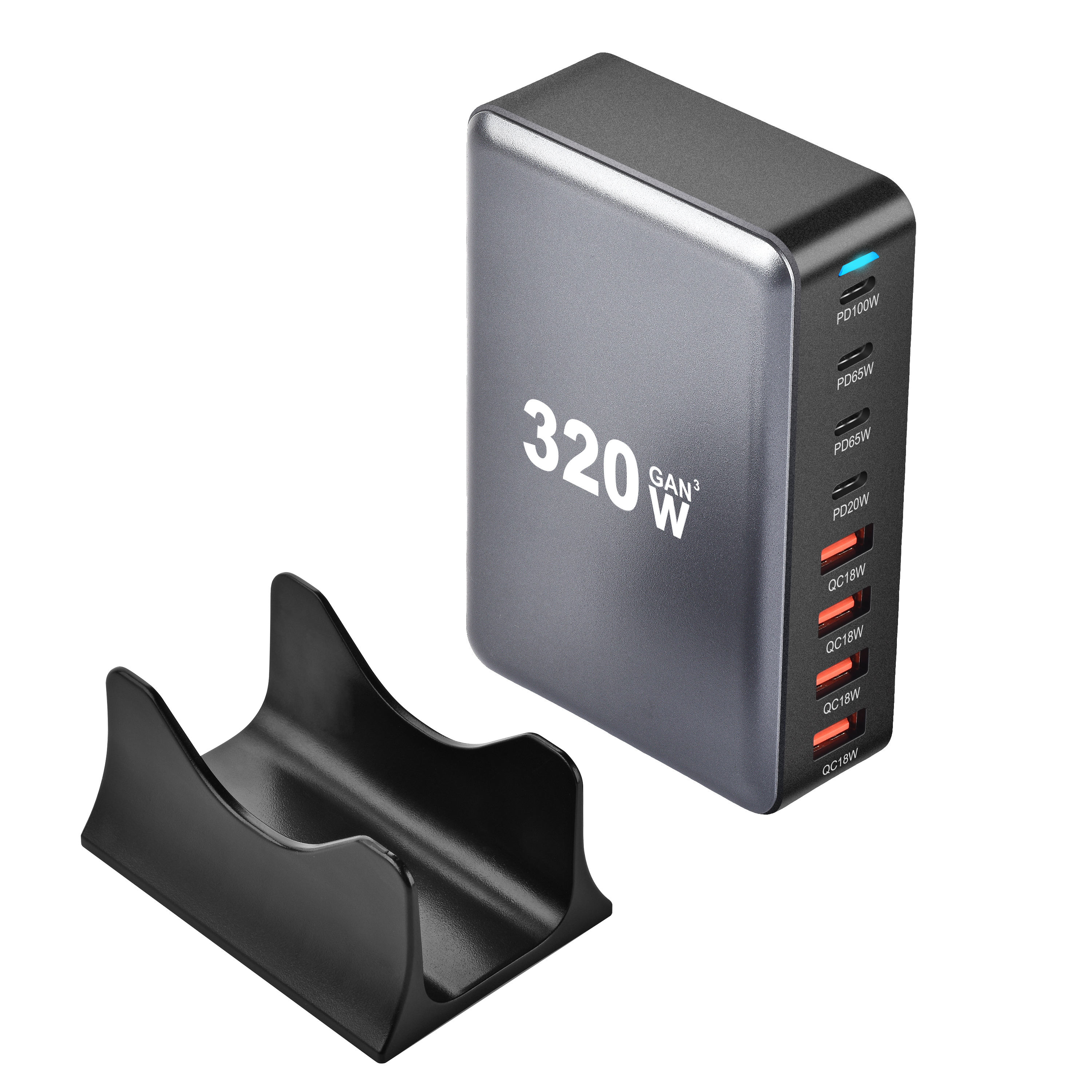 Cargador GaN de escritorio rápido USB C de 320W, cargador PD USB tipo C de 8 puertos, carga rápida 3,0 USB tipo C, cargador rápido para móvil