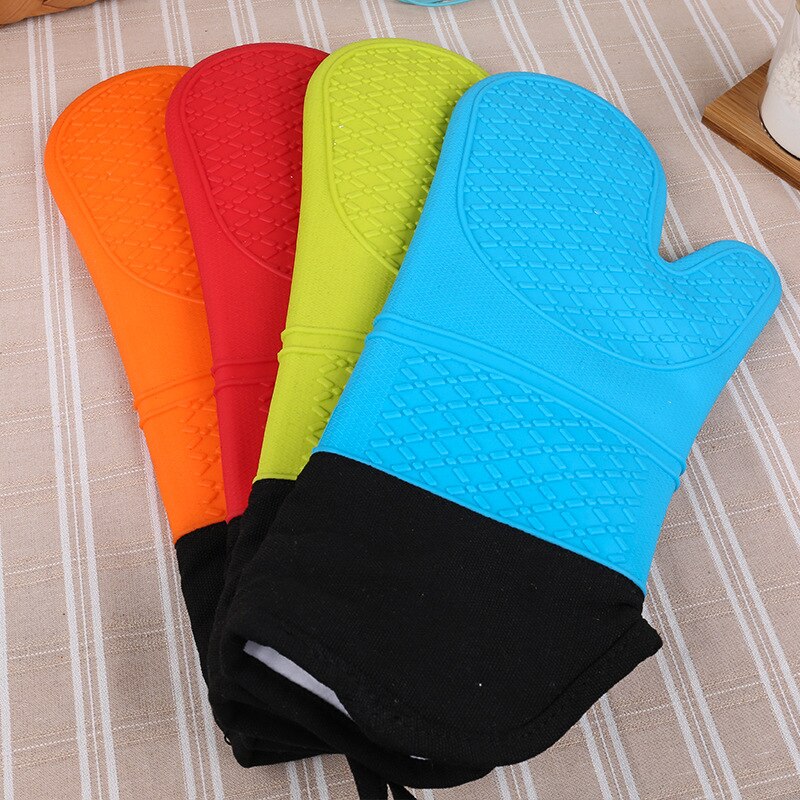 Guantes de silicona resistentes al calor para horno, manoplas gruesas antideslizantes sólidas para cocinar a la parrilla y hornear, 1/2 Uds.