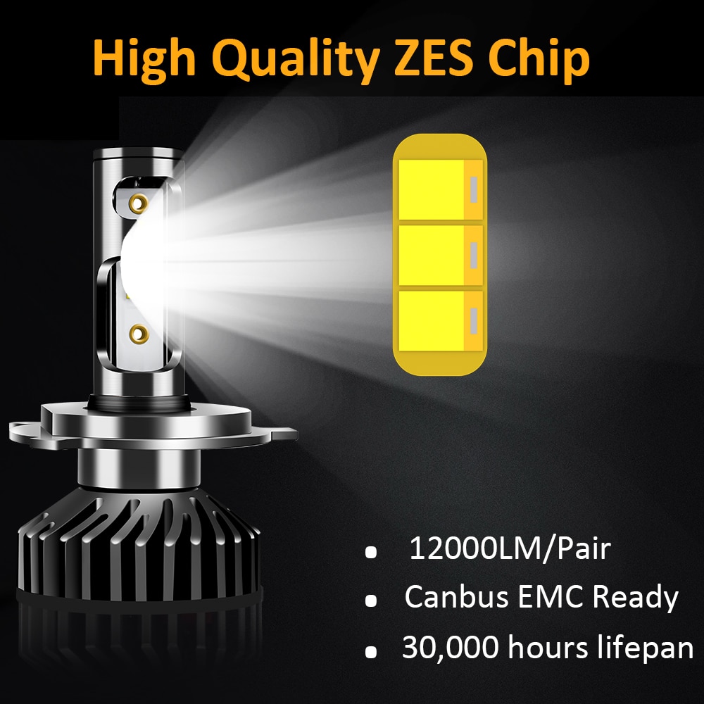 Uttril Canbus H4 LED H7 LED H1 H3 H8 H9 H11 9005 HB3 9006 HB4 880 881 H27 LED Car Headlight 100W 12000LM ZES 6000K No Error 12V