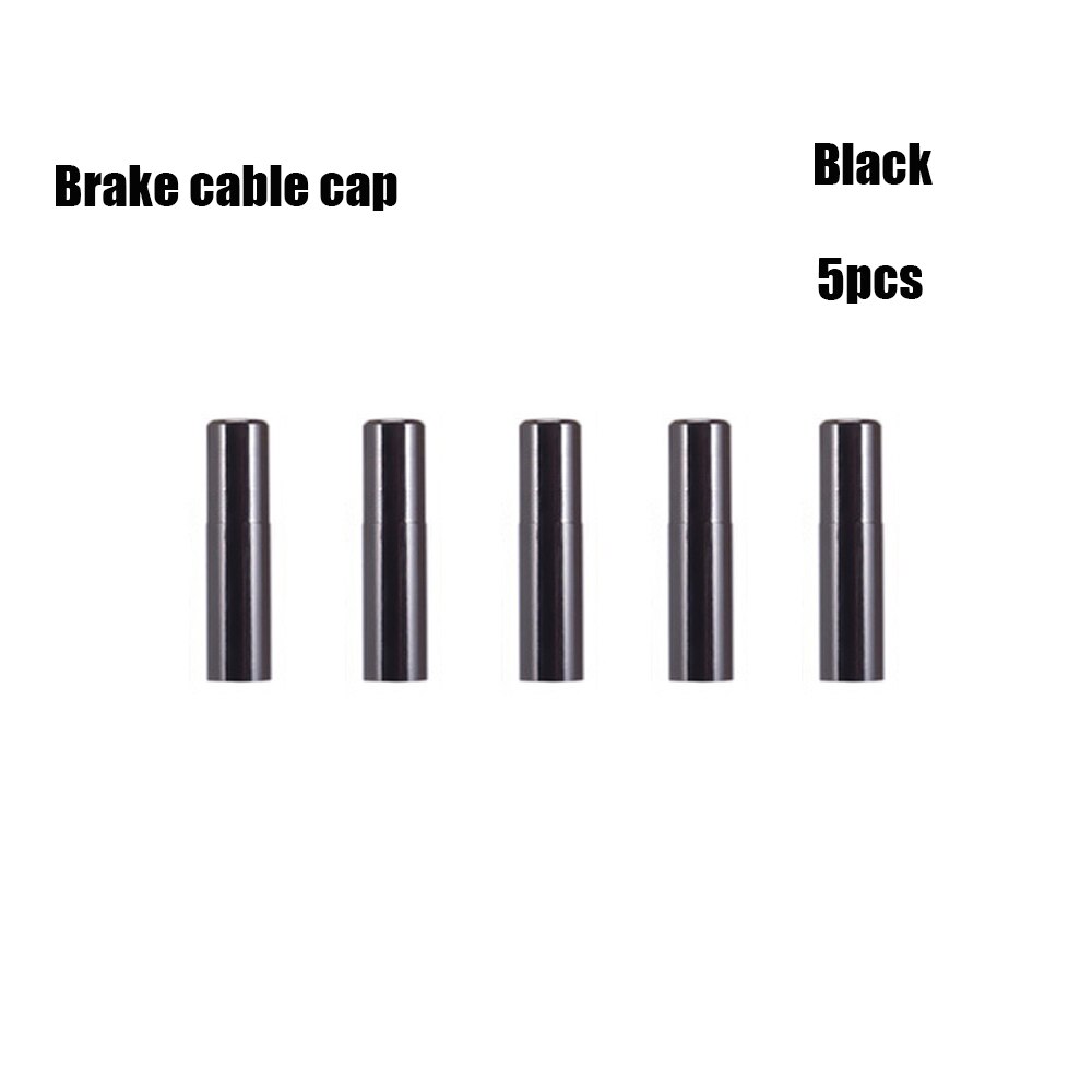 Tapa de Cable de cambio de freno/desviador de aluminio, 5 piezas, 4 colores, tapa de punta de extremo de bicicleta para exteriores, accesorios de piezas de ciclismo de montaña y carretera: Black Brake Caps