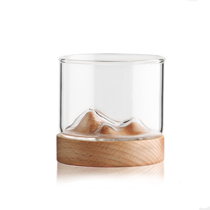 Bergs whiskyglas med träbas ölglas vin vatten te kopp whiskyglas set bar drinkware tillbehör: B2