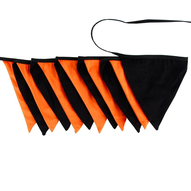 Triangle Pull Flag Cotton Cloth Halloween Decoration Party Pull Flag Orange Black