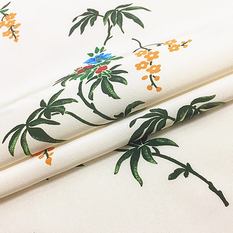 Mode Wemon Jurk Natuurlijke Zijde Stof Pure Zijde Crêpe De Chine Stof Bloemenprint, SCDC1325