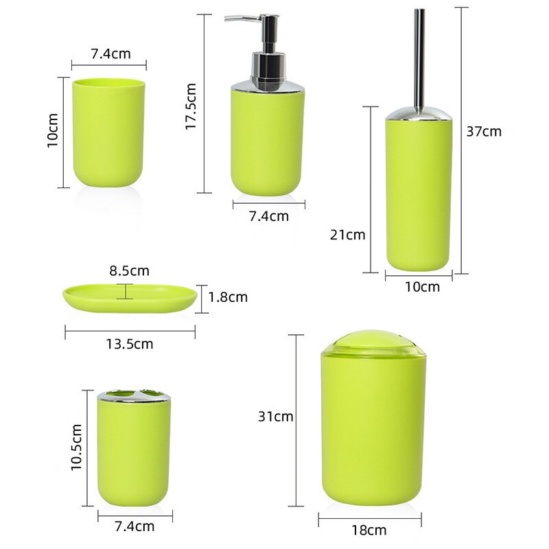 Ensemble d'accessoires de salle de bain, Ensemble d'accessoires de salle de bain, porte-savon, poubelle, brosse de toilette, gobelet, Kit de produits de première nécessité, 6 pièces