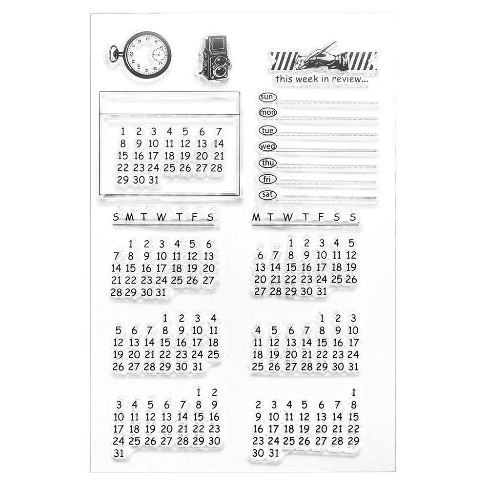 DIY Calendar Clear Stamp Planner Transparent Silicone Stamps For Seal Block Journaling Scrapbooking And Photo Album Decoration: Default Title