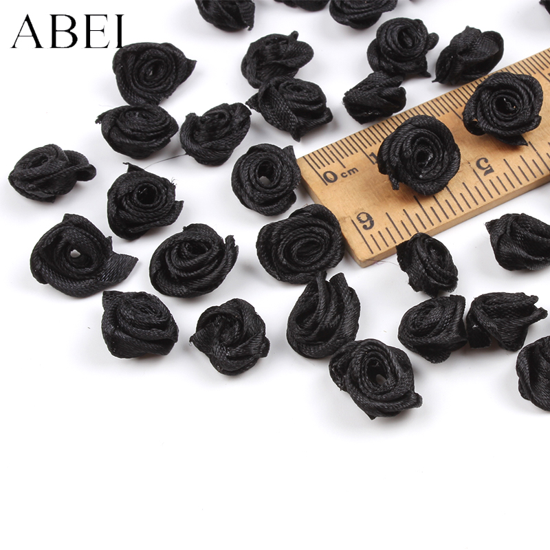 100pcs 15mm Zwart Rose Kunstzijde Bloem Hoofd DIY Craft Project Accessoires