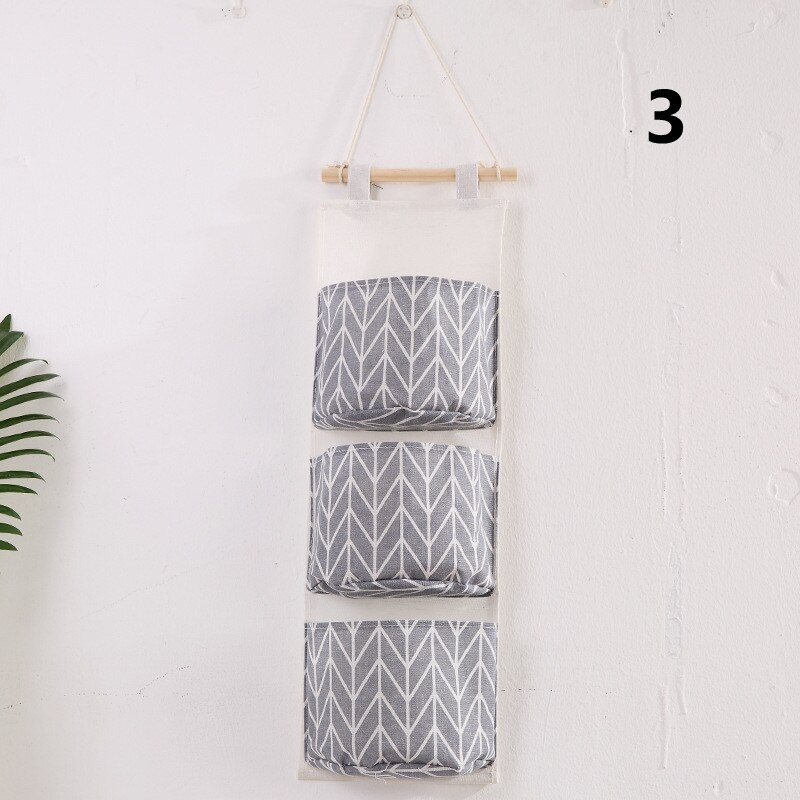 Simple Cotton and Linen Waterproof Hanging Storage Bag Multi - Layer Pockets Cloth Door Organizor Bedroom Accessories Household: 3
