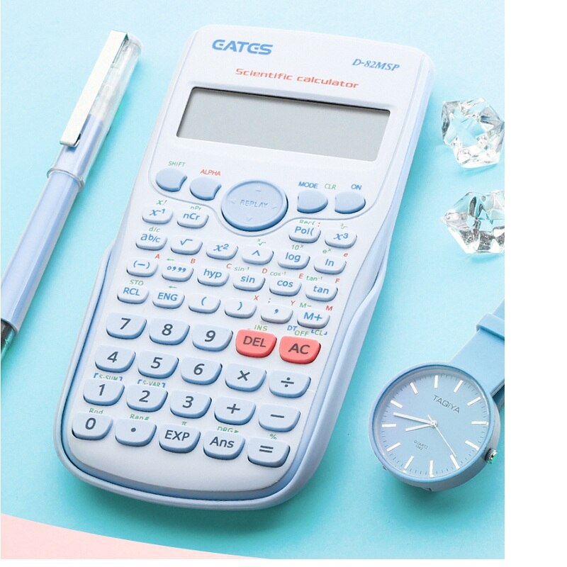 1pcs D-82MSP Digital Scientific Calculator 240 Functions Statistics Mathematics 2Line Display for Student School Undergraduate: Blue