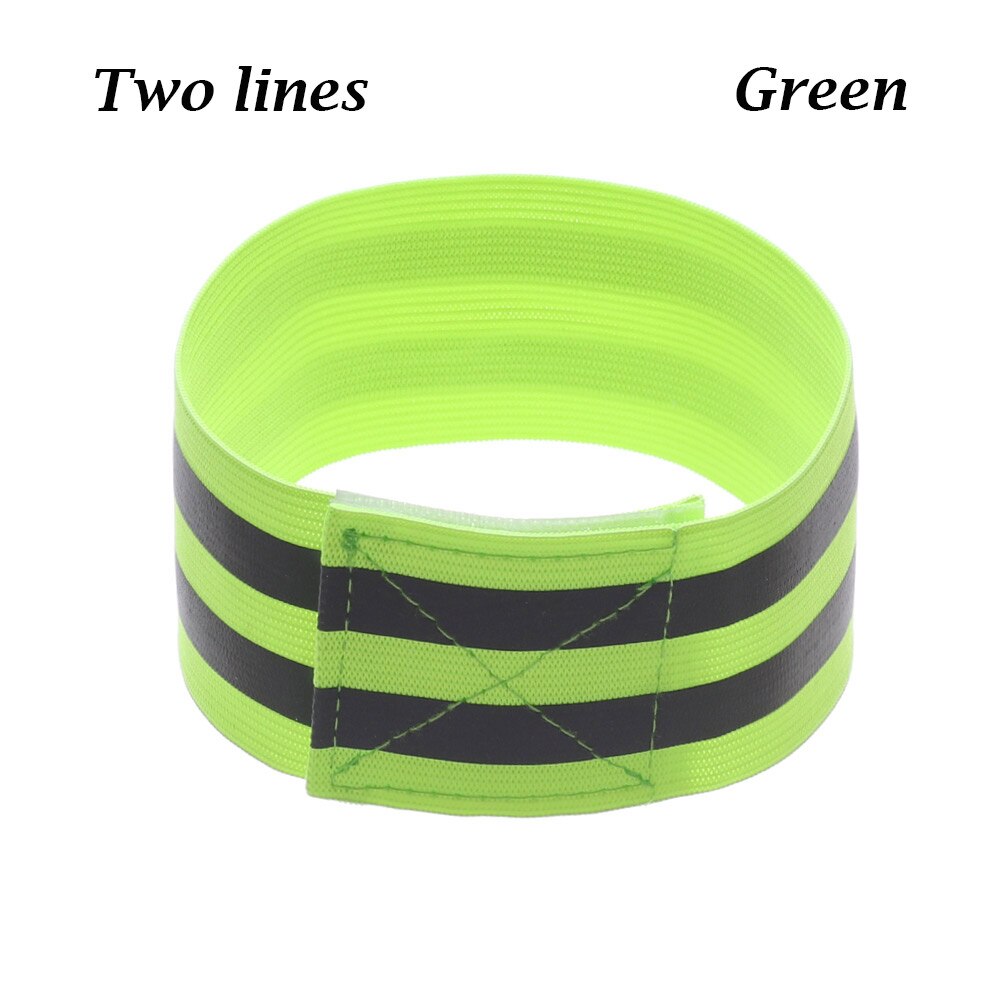 1 PC Fahrrad Reflektierende Streifen Warnung Armband Bike Reflektor Sicherheit Armbinde Laufen Radfahren Bind Hosen Hand Bein Reflektierende Band: two lines - green