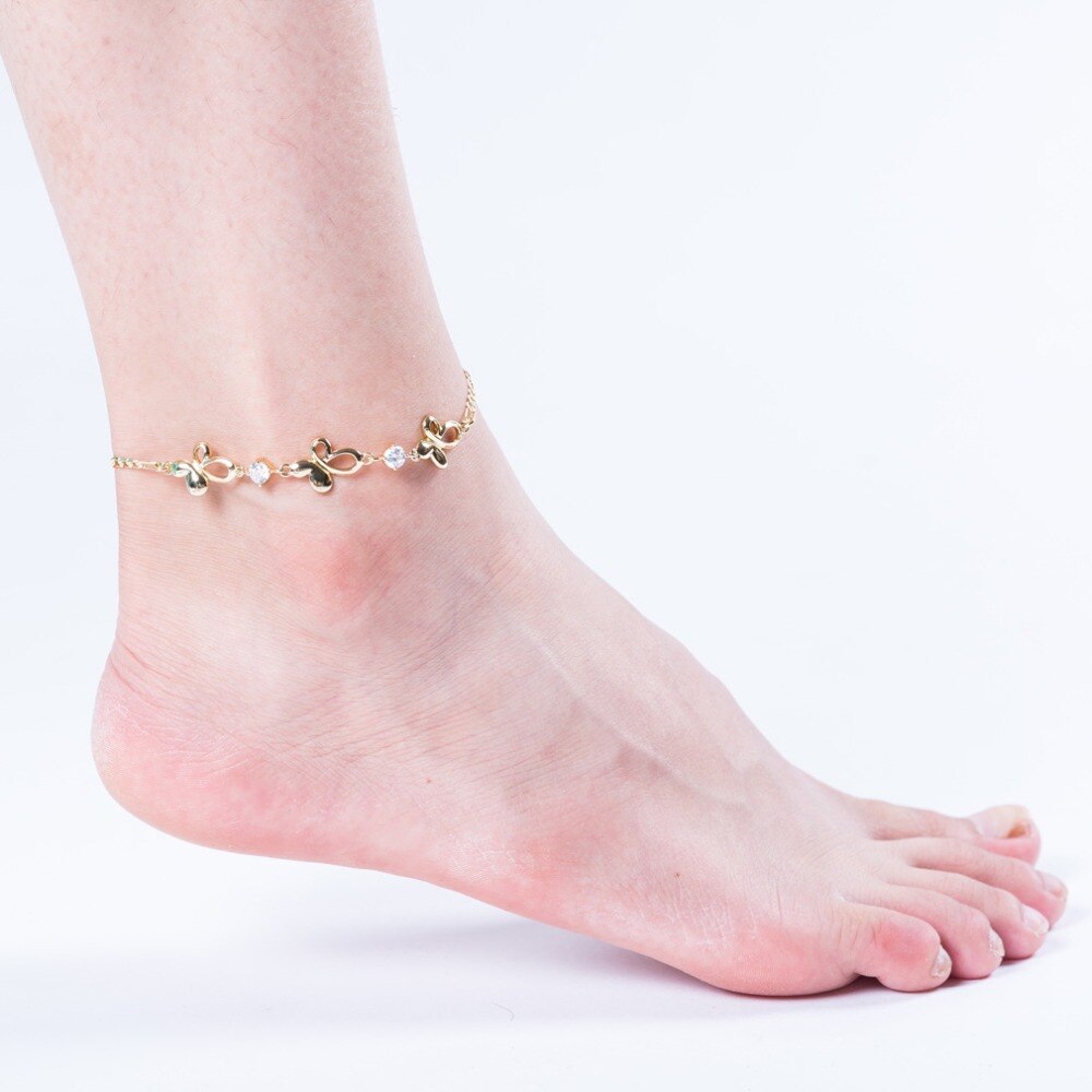 Gold Flowers Crystal Women Anklets Simple Rhinestone Foot Chain Sandals Beads Foot Jewelry Barefoot Crochet sandals Ankl