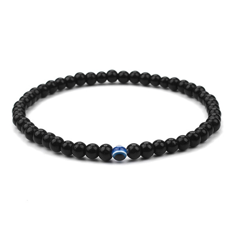 1PC Elastic Evil Eye Dull Polish Stones Beads Bracelets Bangle Bracelets For Men Boys