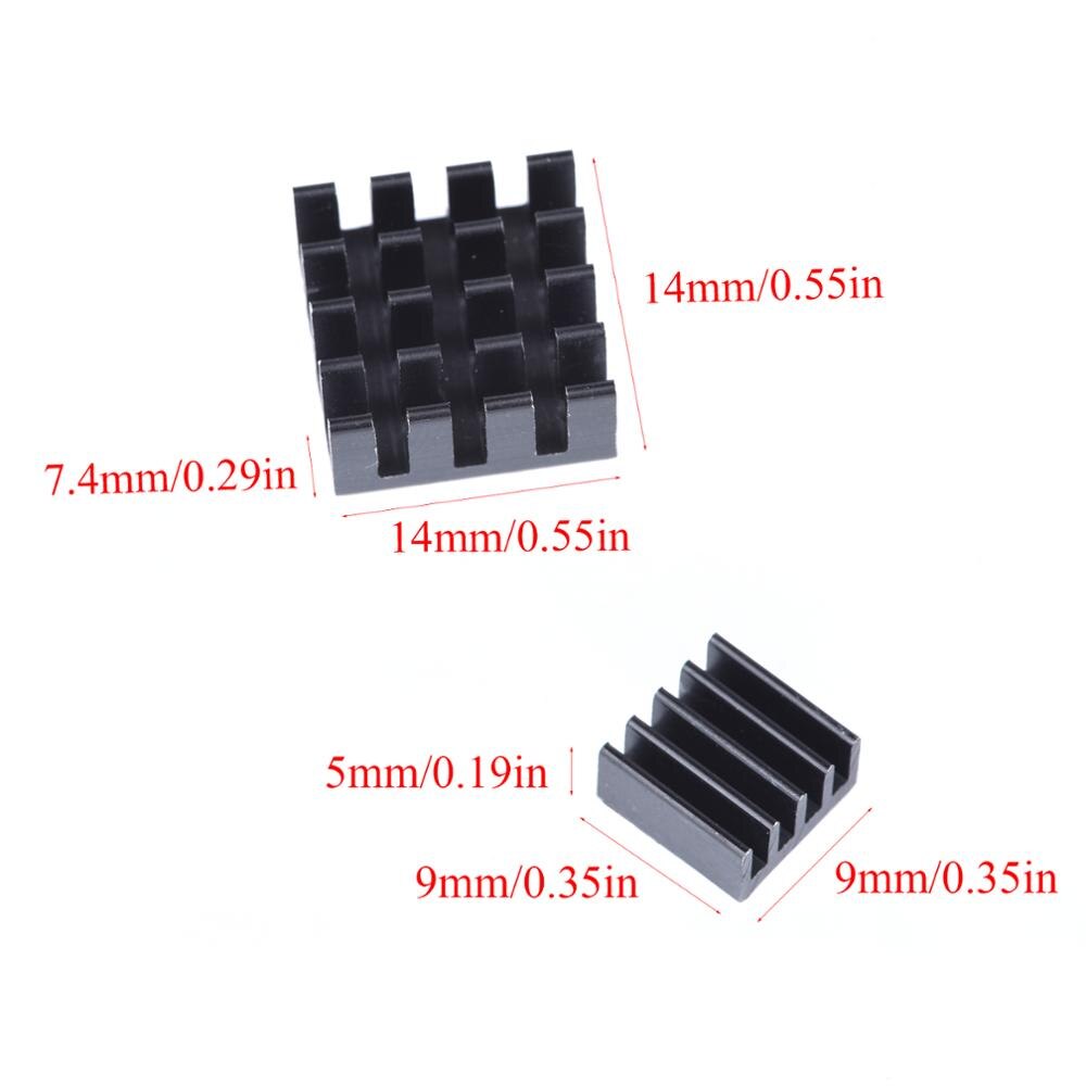 1 - 15 Set Aluminium Koellichaam Koeling Sink Computer Cooler Pads 2 Stuks Kit Radiator Voor Raspberry Pi Zwart