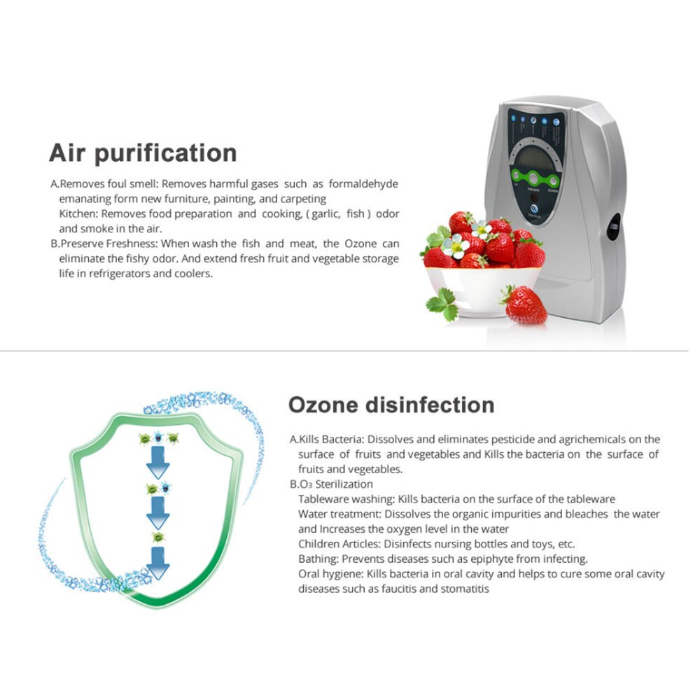 AC220V Ozon Generator 500 Mg/L Ozonator Ionisator O3 Timer Luchtreinigers Olie Groente Vlees Verse Zuiveren Lucht Water