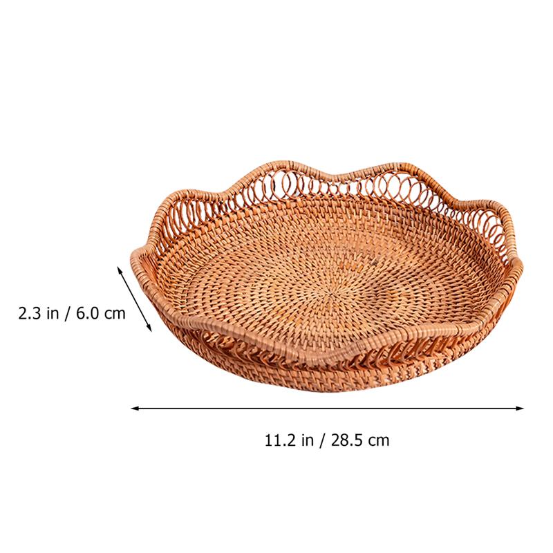 Rattan Woven Basket Shallow Weaved Storage Basket for Party And Wedding: Size 2