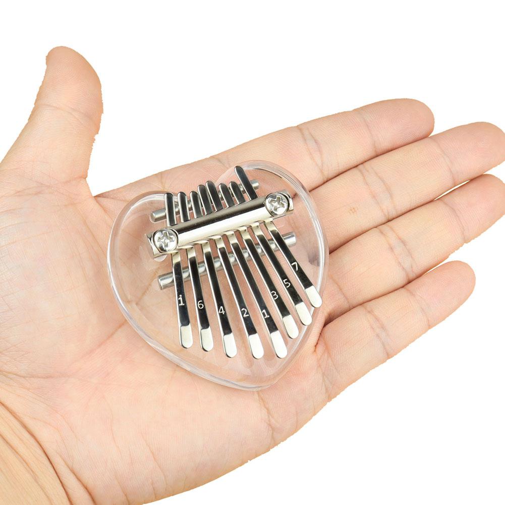 Mini Acrylic Kalimba 8-tone Crystal Heart Shape Kalimba Thumb Piano