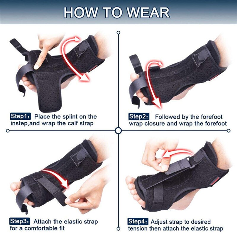 Justerbar plantar fasciitis natfodskinne ortotisk seler elastisk dorsal natskinne ankelbeskyttelse fodplejeværktøjer