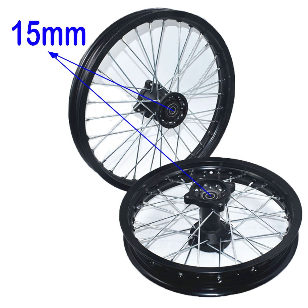 1.60-17 inch Front 1.85-14 inch Rear Rims Aluminum Alloy Wheel Rims Black Hub For KLX CRF Kayo BSE Dirt Pit Bike Motorcycle: Black-15mm