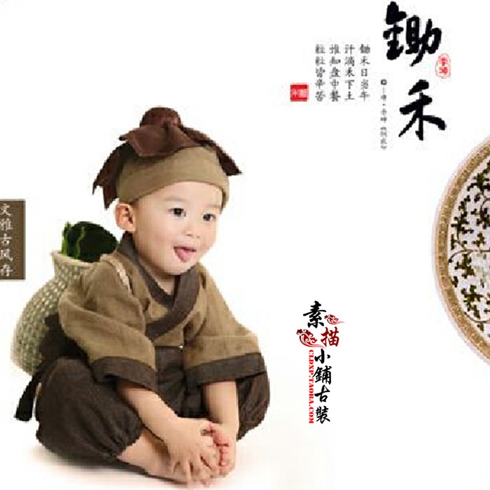 Chu han interessant gammelt kinesisk kostume til fotografering lille bondekostume til baby dreng 90 cmh