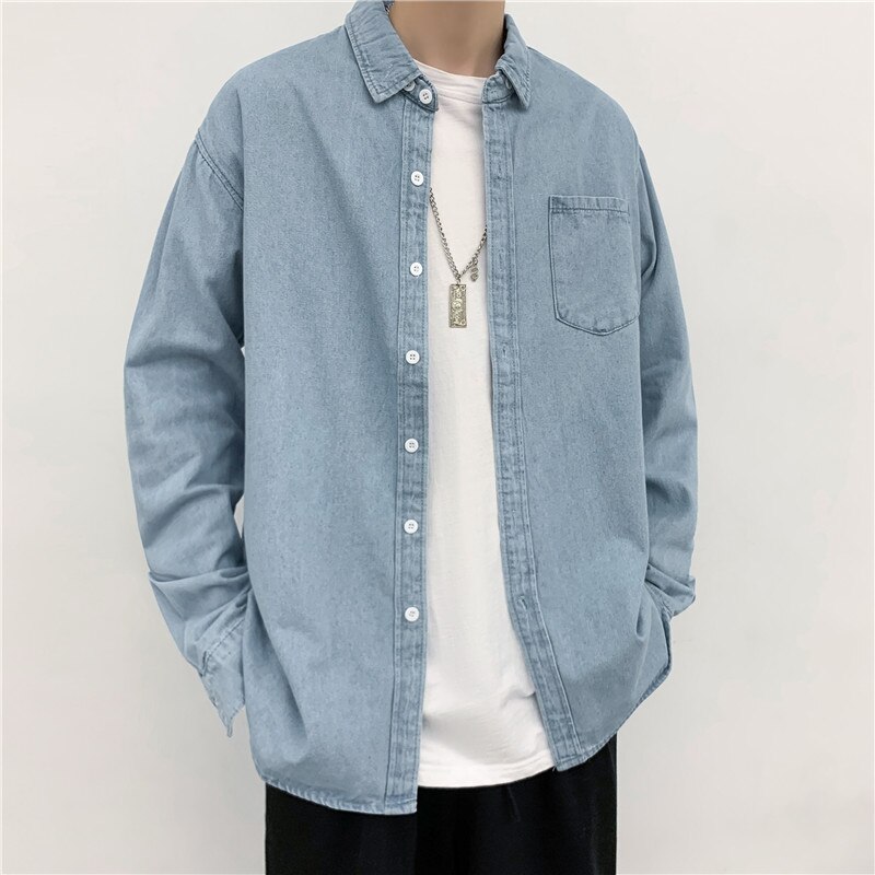 Chaquetas vaqueras de hombre único Breasted Harajuku calle Oversize 4XL Baggy adolescente-encuentro de primavera Retro prendas de vestir Casual
