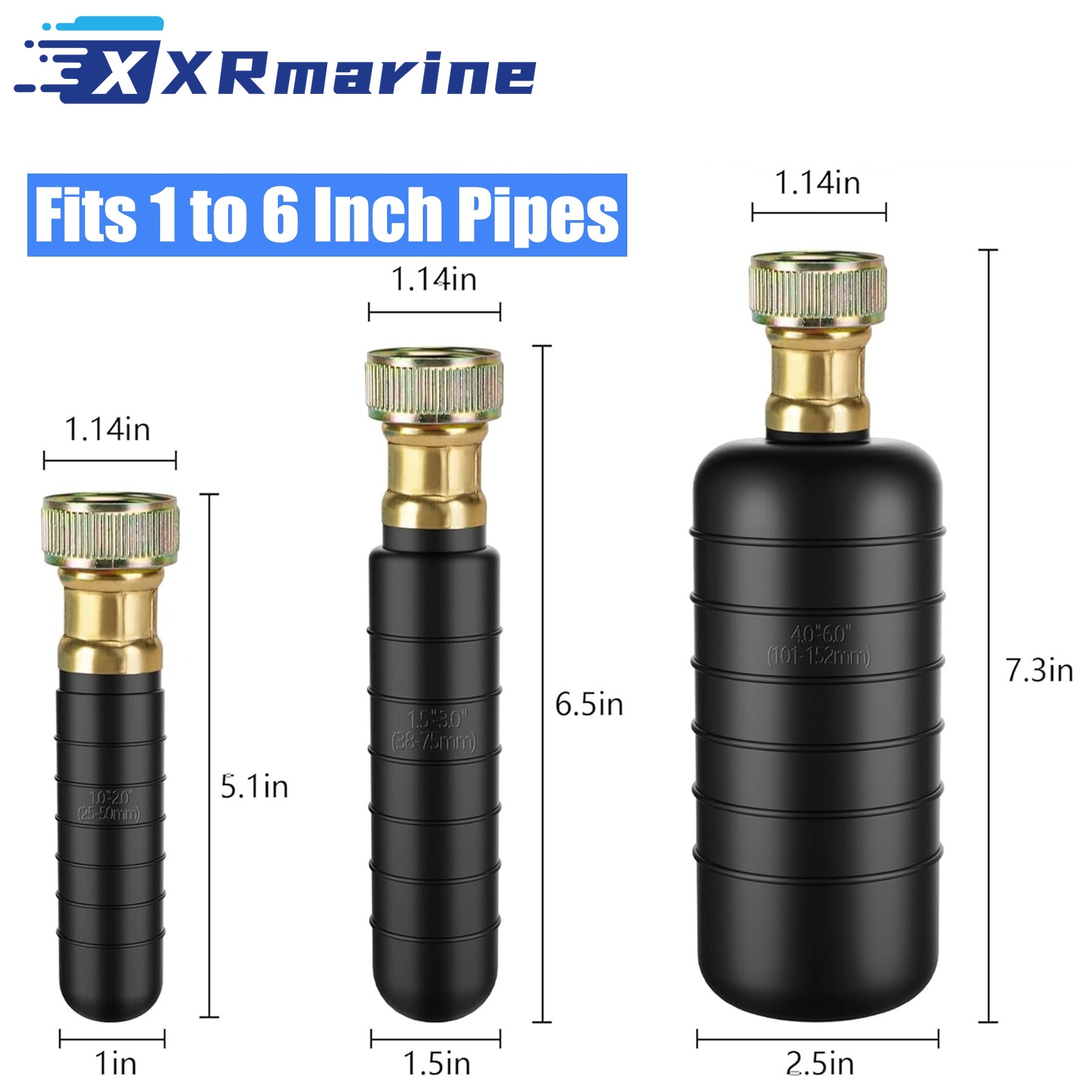3 Pcs Rubber Drain Bladder Unclog Tool for 1" To 6" Pipes Bathroom Sink Shower Drain Cleaner Kitchen Plumbing Hair Clog Remover