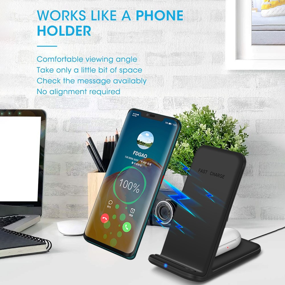 FDGAO Wireless Charger Stand 15W - 4-in-1 Charging Station for iPhone, AirPods, Samsung Galaxy
