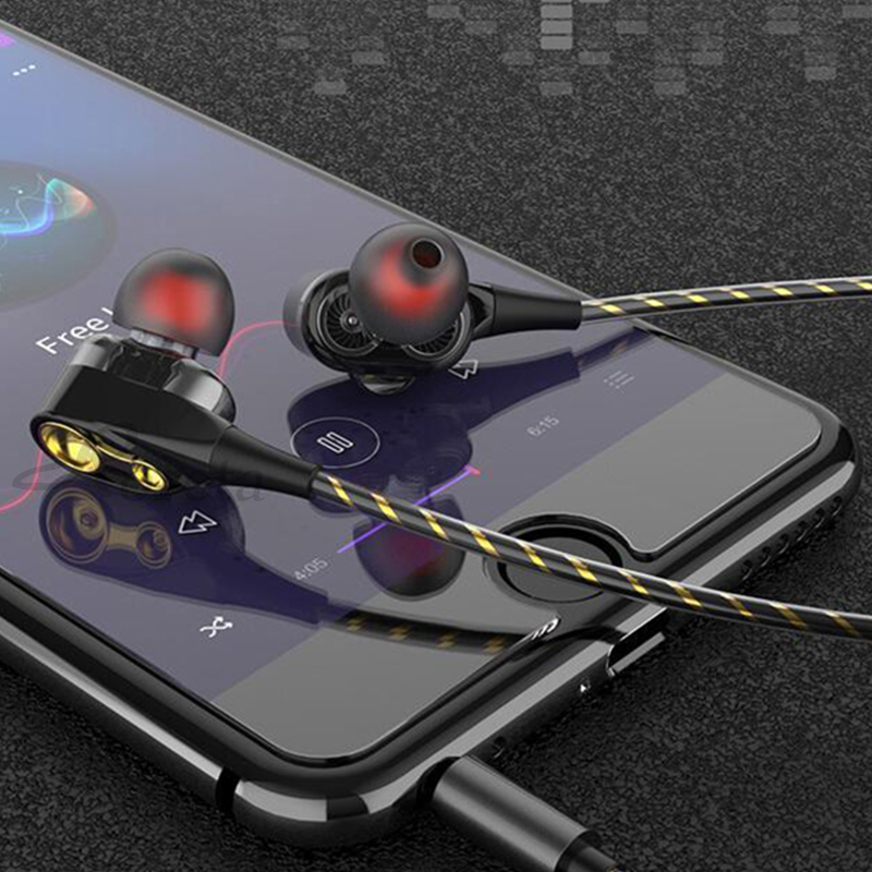 Roreta Dual Drive Stereo Bekabelde Oortelefoon In-Ear Sport Headset Met Microfoon Mini Oordopjes Oordopjes Voor Iphone Samsung Huawei xiaomi